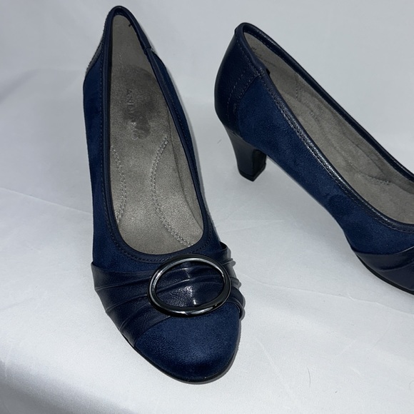 Andiamo Belle Navy Blue Fabric Upper Gun Metal Accent Comfort Technology… - Picture 3 of 8